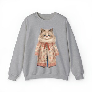 Katzen Sweatshirt, fette Katze in Pullover, Winter Katze Sweatshirt, Katzen-Liebhaber Geschenk, Haustier-Liebhaber, lustig, süßer Katzenliebhaber Rundhalsausschnitt, süßes Katzen Sweatshirt Bild 5