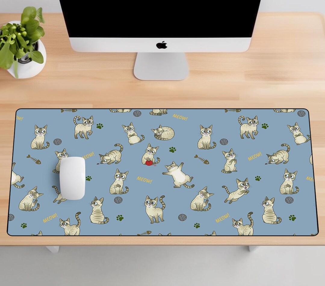 Cute Cat Desk Mat, Kawaii Desk Mat, Gaming Mouse Pad, Large Mousepad ...