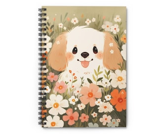 Cute Anime Spiral Notebook, Cute Dog Notebook, Notebook Kawaii, Dog Lover Gift