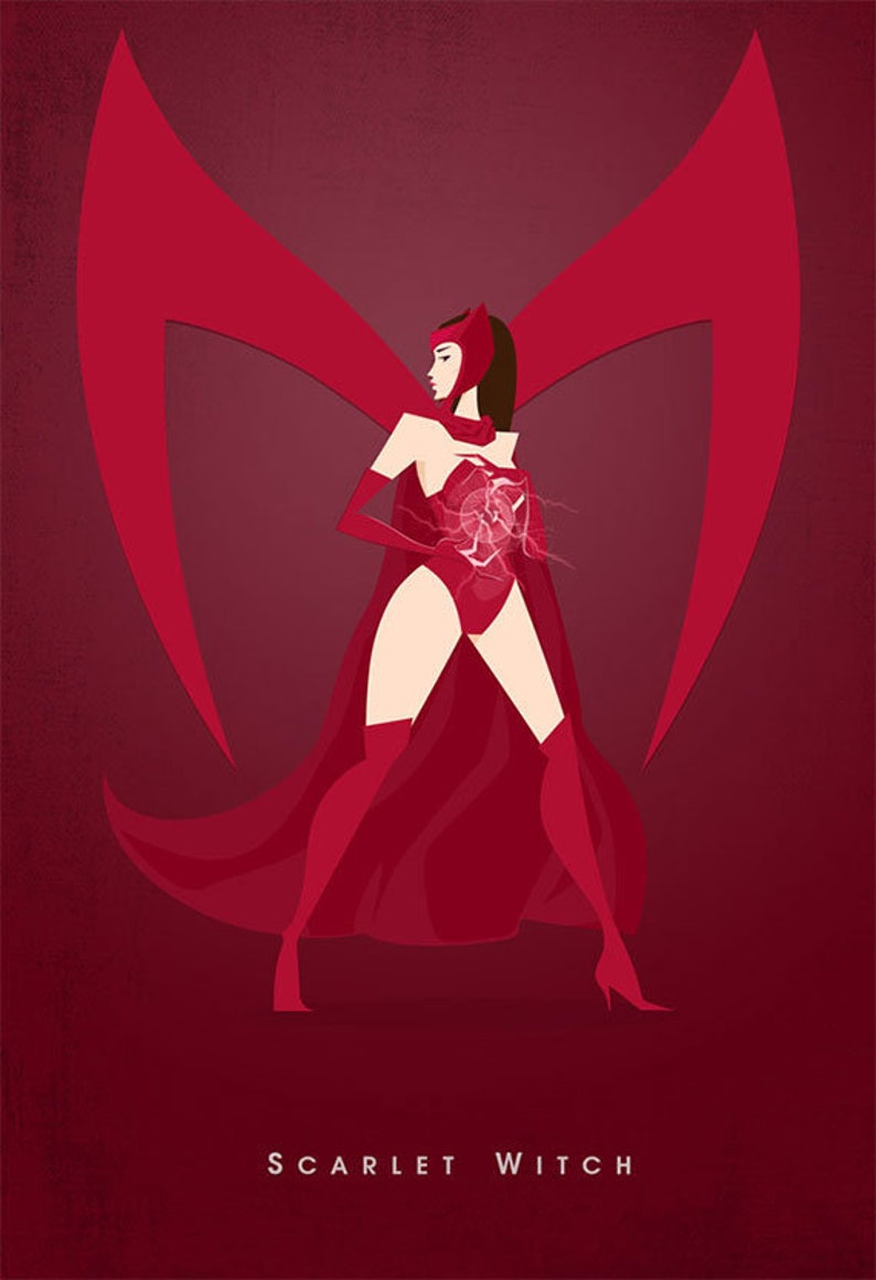 Scarlet Witch Poster.Superheroes Minimalist .Avenger Superhero | Etsy