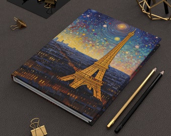 Paris Night Sky Hardcover Journal, Sky Design Notebook,City Hardcover Journal