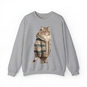 Fat Cat in Sweater, Winter Cat Sweatshirt, Cat Sweatshirt, Cat Lover Gift, Pet Lover, Funny, Cute Cat Lover Crewneck, Cute Cat Sweatshirt image 2