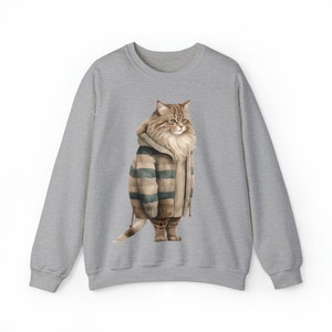 Fat Cat in Sweater, Winter Cat Sweatshirt, Ragdoll Cat Sweatshirt, Cat Lover Gift, Pet Lover, Cute Cat Lover Gift, Cute Cat Sweatshirt image 2