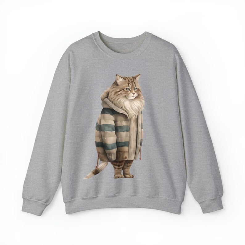 Fat Cat in Sweater, Winter Cat Sweatshirt, Ragdoll Cat Sweatshirt, Cat Lover Gift, Pet Lover, Cute Cat Lover Gift, Cute Cat Sweatshirt image 2