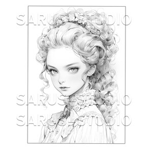 Premium Coloring Page, Grayscale Coloring Page, Printable Adult Women Coloring Pages, Instant Download, JPEG, PDF. Serendipity 1