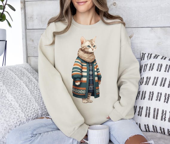 Cat Sweatshirt, funny cat sweatshirt, Winter Cat Sweatshirt, Cat Lover Gift, Pet Lover, Funny, Cute Cat Lover Crewneck, Cute Cat Sweatshirt