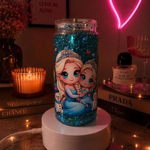 Glitter Frost Elsa Anna Burk – Blå Glittermugg bild 1