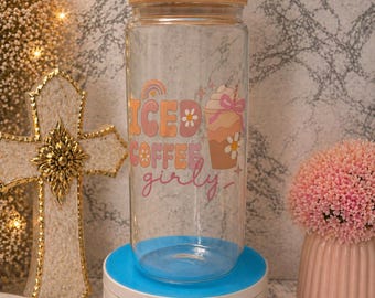 Iskaffe Girly Glaskopp – Retro Boho Dryckesglas (Bambulock)