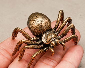Massive Messing Spinne Figur | Detailierte Insekten Skulptur, Schreibtisch Haustier, Gothic Dekor