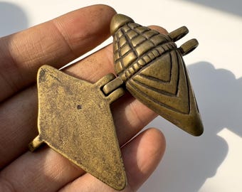 Antique Brass Tribal Locket Pendant, Geometric Prayer Box Charm, Secret Compartment Necklace