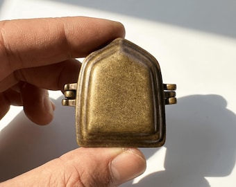Solid Brass Keepsake Box, Tiny Ring Storage, Rustic Metal Trinket Container (42.8mm)