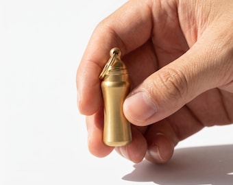 Solid Brass Waterproof Capsule Keychain, Pill Holder, Earplug Case, Urn Pendant
