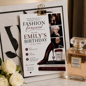 Devil Wears Prada Birthday Invitation | Fashion Theme Party Invite (Digital Download)