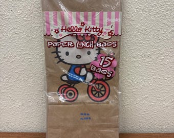 2006 NOS Sanrio Hello Kitty Brown Paper Lunch Bags Bike Bicycle 15 Bags