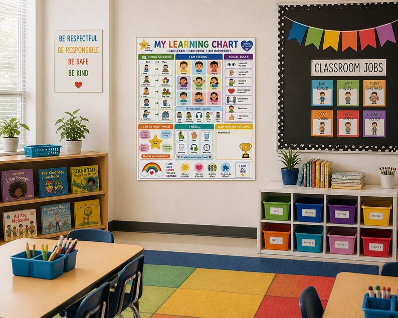 Kids Learning Chart Printable | Visual Schedule & Feelings Chart ...