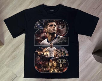 Pulisic PNG Design - World Cup 2026 USA Graphic - Digital Download | Black Knockout Halftone + Full Color | DTF/dtg 300DPI