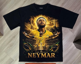 Neymar Jr. PNG T-Shirt Print Design - Rio 100% Jesus | Digital Download | Black Knockout Halftone Vintage Graphic | DTF/DTG 300DPI