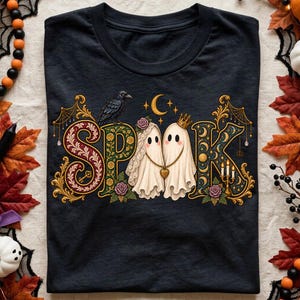 Immagine PNG di Halloween spettrale - Obiettivo coppia, design gotico vittoriano, cottagecore, autunno retrò, fantasmi stravaganti - Download digitale immediato