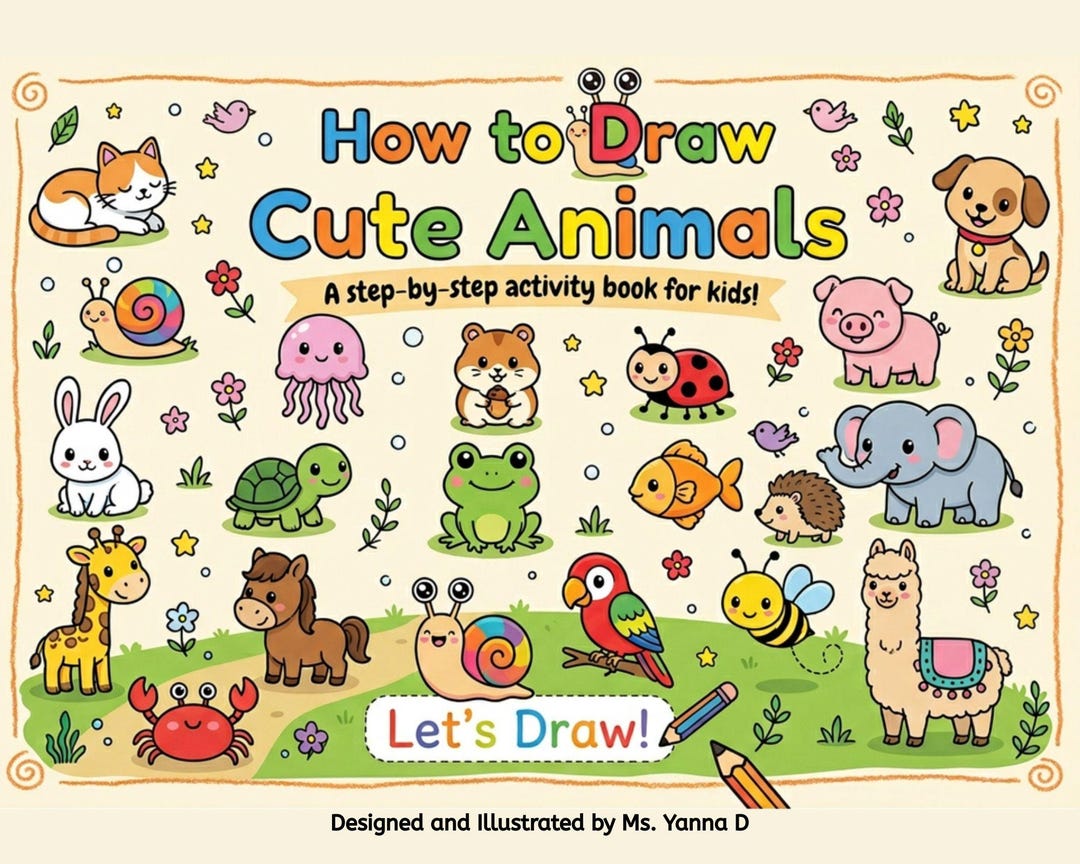 How to Draw Animals Activity Book for Kids: Step-by-step Guide (PDF ...