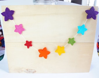 Garland, Felt Garland, Felt Star Garland, Christmas Garland, Wool Garland, Star Garland, Kids Room Garland, Birthday Garland, Galaxy Garland