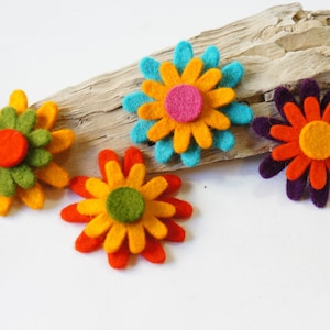 Felt flower craft, Floral embellishment, Felt daisy, Die cut felt layer flower, Felt shape, Felt flower applique, Wool flower, Felt supply