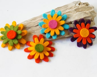 Felt flower craft, Floral embellishment, Felt daisy, Die cut felt layer flower, Felt shape, Felt flower applique, Wool flower, Felt supply