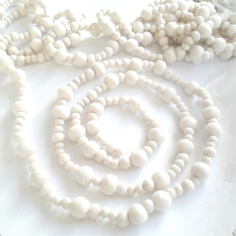 Felt Ball Garland/ White Felt Ball Garland Pom Pom Etsy