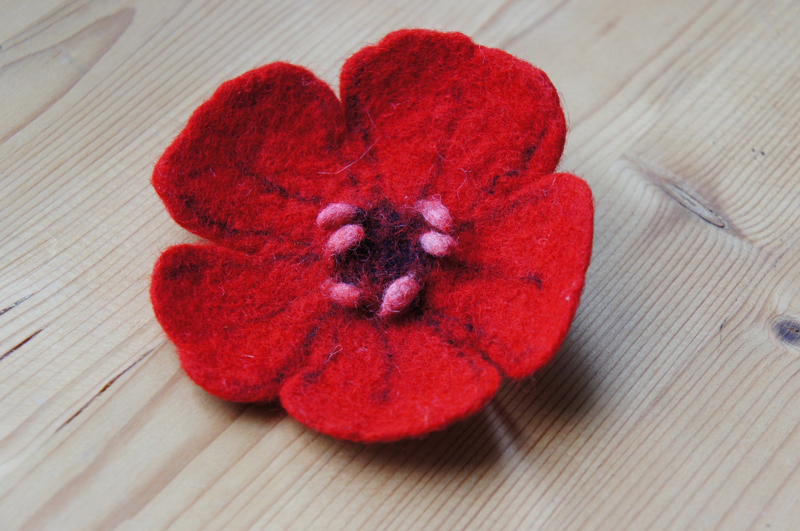 Felt Flower Brooch Felt Poppy Flower Pin Wool Flower Pin Etsy