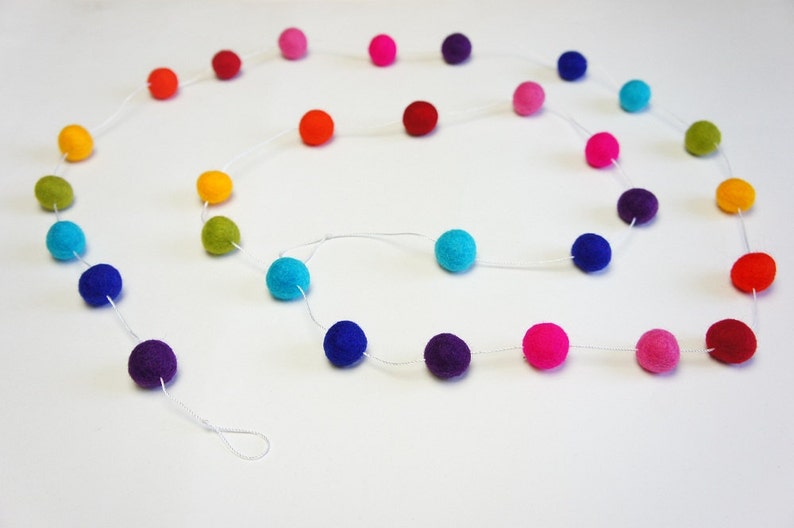 Pom Pom Garland 30/% SALE Felt Ball Garland Felt Wedding Garland Felt Ball Christmas Tree Garland Nursery Ball Garland Wool Ball Garland