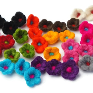 Felt Flower Craft, Mini Felt Flower, Wool Party Flower, Felt Flower Embellishment, Felt Applique, Felt Hair Bow Supplies, Kids Room Decor