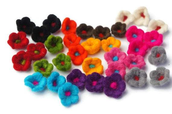 Felt Flower Craft Mini Felt Flower Wool Party Flower Felt Etsy