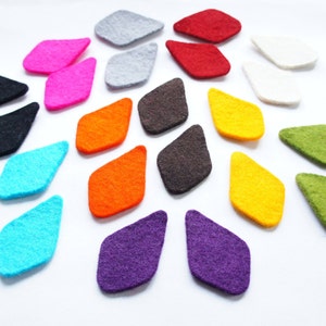 Large Felt Leaves 1.6&quot;x2.6&quot;, Wool Christmas Leaf Table Decor, Die Cut Shapes DIY Projects, Felt Embellishment Craft, Leaf Sewing Applique