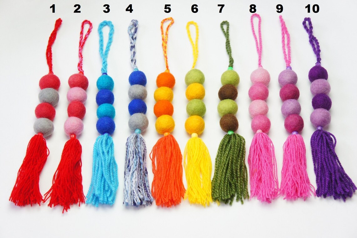 Pom Pom Bag Charm Pom Pom Keychain Tassel Bag Charm Beach Etsy