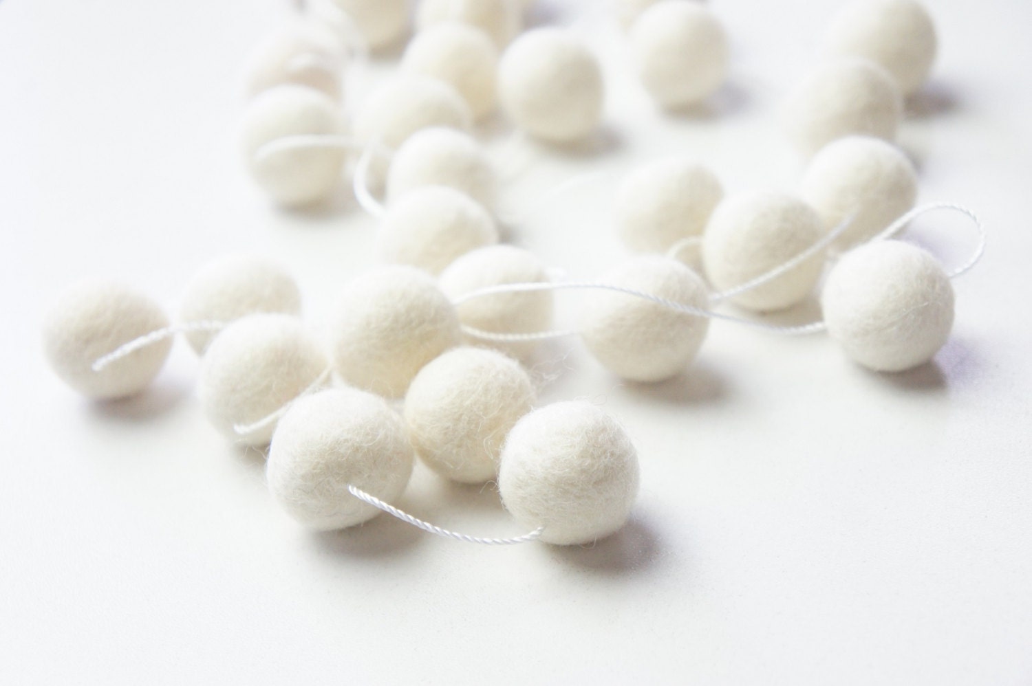 SALE Felt Ball Garland White Felt Ball Garland Pom Pom Etsy