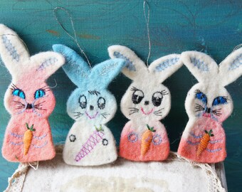 Felt Easter Bunny, Traditional Easter Hanging, Spring Decor, Felt Rabbit Ornament, Easter Tree Decor, Wool Animal, Easter Bunny Gift