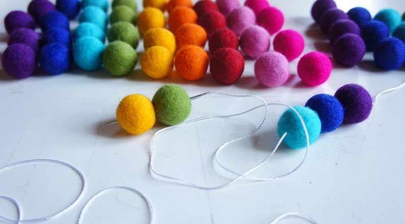 Pom Pom Garland 30/% SALE Felt Ball Garland Felt Wedding Garland Felt Ball Christmas Tree Garland Nursery Ball Garland Wool Ball Garland