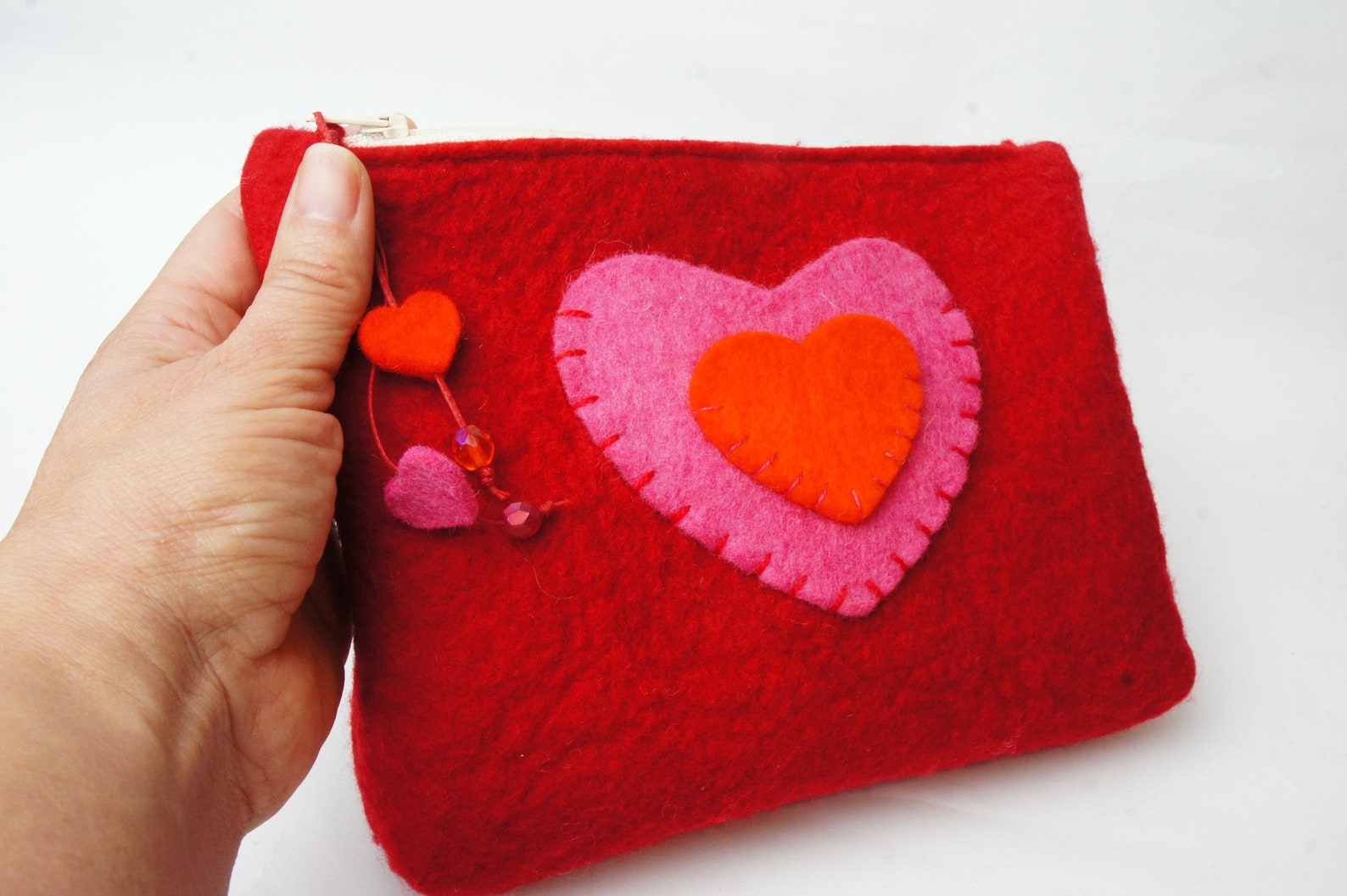 Felt Cosmetic Bag Felt Zipper Purse Travel Pouch Felt Etsy