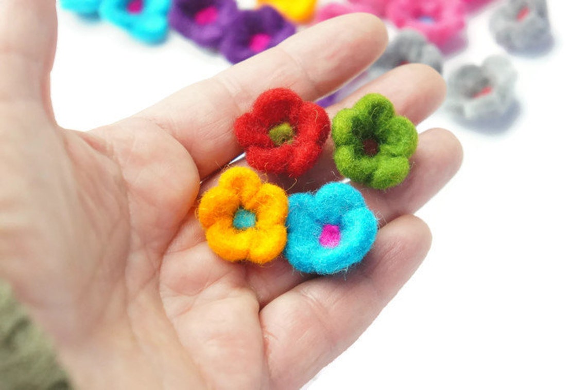 Felt Flower Craft Mini Felt Flower Wool Party Flower Felt Etsy