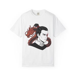 Camiseta con retrato del Príncipe de Fuego Zuko / Ilustración del Dragón Rojo / Camiseta de tejido grueso Comfort Colors imagen 5