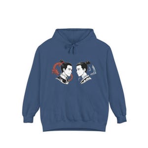 Zukka Hoodie | Zuko & Sokka Dual Portrait, Fire and Water Avatar Fan Art | Comfort Colors Garment-Dyed Pullover | Slow Burn ATLA Gift image 5