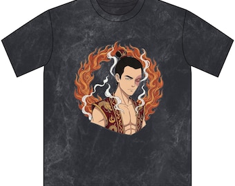Fire Prince Dragon Tee | Vintage Acid Wash Zuko Anime Shirt | Streetwear ATLA Fan Graphic Tee Gift