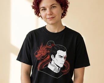 Fire Prince Zuko Portrait T-Shirt | Red Dragon Illustration | Comfort Colors Heavyweight Tee