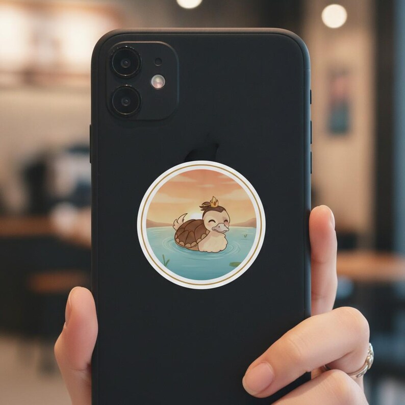 Turtle Duck Fire Prince Sticker | Cute Chibi Sunset Pond | Avatar Fan Art Kiss-Cut Decal | Cozy Laptop Water Bottle Sticker image 2