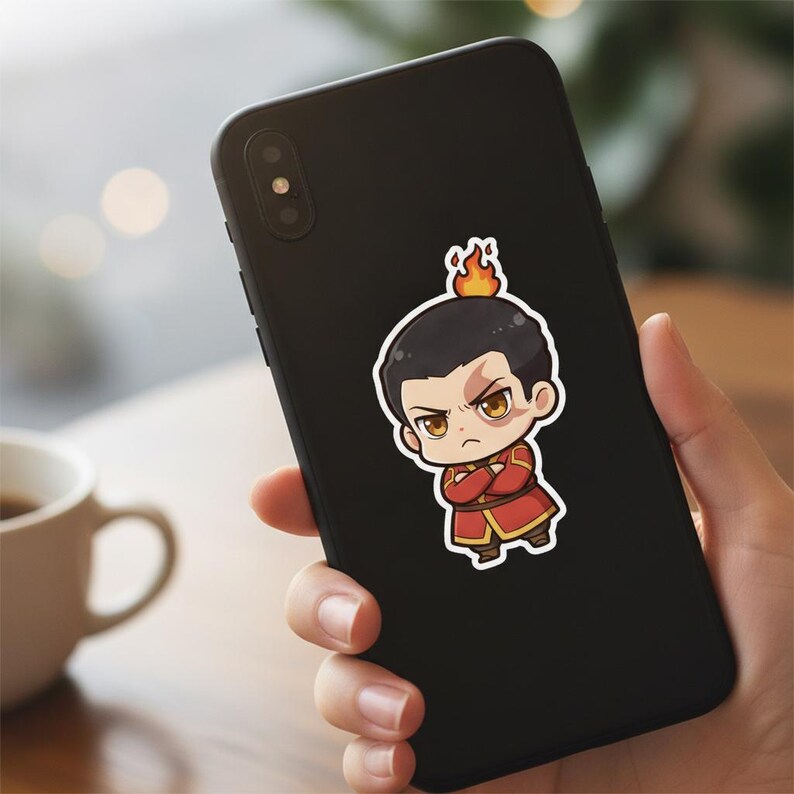 Chibi Fire Prince Sticker | Cute Angry Anime Kiss-Cut Vinyl Decal | Avatar ATLA Zuko Fan Art Sticker afbeelding 2