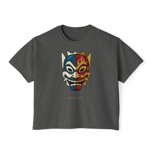 Duality Mask T-Shirt | Blue Spirit Fire Prince Split Face Tee Bild 6