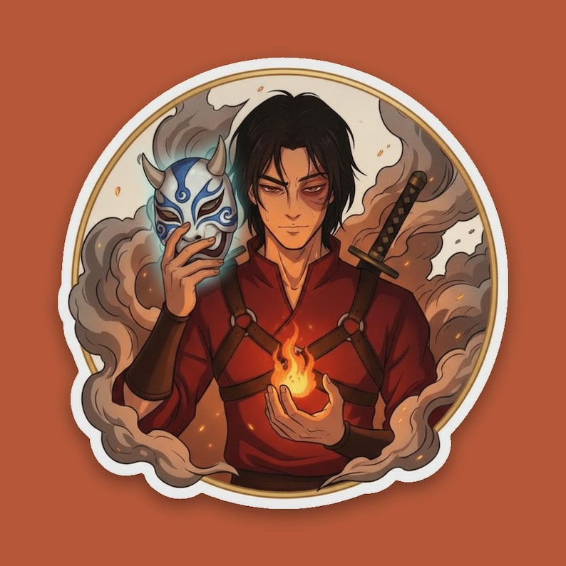 Blue Spirit Sticker | Steamy Anime Masked Swordsman Kiss-Cut Vinyl Decal | Avatar ATLA Zuko Fan Art Bild 1