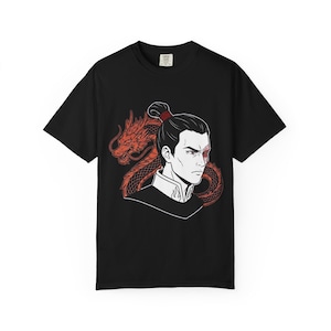 Camiseta con retrato del Príncipe de Fuego Zuko / Ilustración del Dragón Rojo / Camiseta de tejido grueso Comfort Colors imagen 2