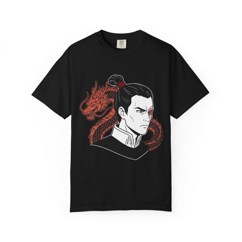 Camiseta con retrato del Príncipe de Fuego Zuko / Ilustración del Dragón Rojo / Camiseta de tejido grueso Comfort Colors imagen 2
