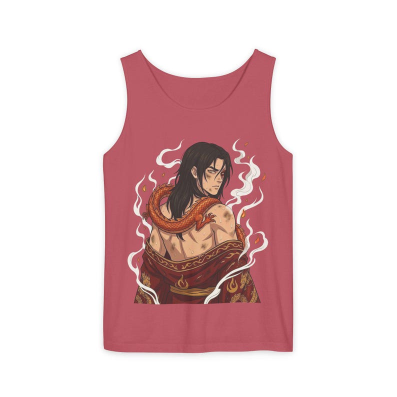 Fire Prince Dragon Tank Top | Shirtless Zuko Anime Muscle Tee | Comfort Colors Steamy Fan Art Gift image 6
