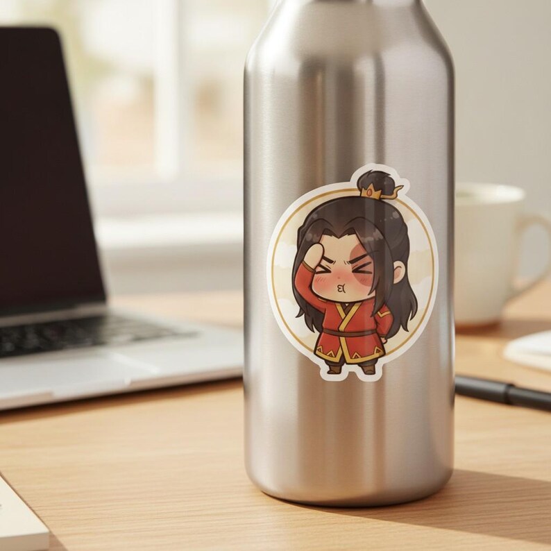 Flustered Fire Prince Sticker | Cute Embarrassed Anime Kiss-Cut Vinyl Decal | Avatar ATLA Zuko Fan Art image 3